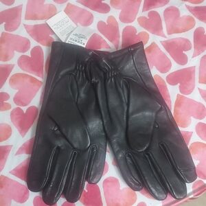 Elegant Black Leather Gloves by Lands End leather with cachmere liner Size XL